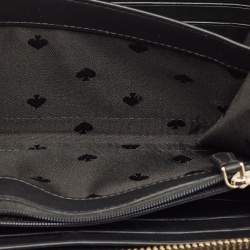 Pre Owned Kate Spade Beige/Black Leather Staci Zip Around Wallet