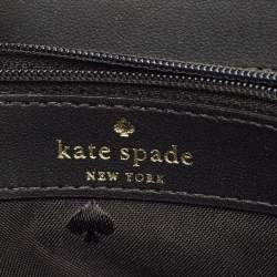 Pre Owned Kate Spade Beige/Black Leather Staci Zip Around Wallet