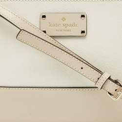 Pre Owned Kate Spade White/Beige Leather Bay Street Hanna Crossbody Bag