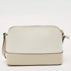 Pre Owned Kate Spade White/Beige Leather Bay Street Hanna Crossbody Bag
