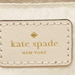 Pre Owned Kate Spade White/Beige Leather Bay Street Hanna Crossbody Bag