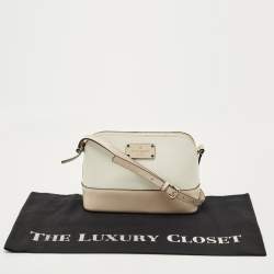 Pre Owned Kate Spade White/Beige Leather Bay Street Hanna Crossbody Bag