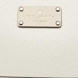 Pre Owned Kate Spade White/Beige Leather Bay Street Hanna Crossbody Bag