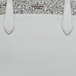 Pre Owned Kate Spade Light Grey Leather Flash Glitter Tote