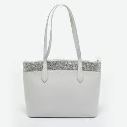 Pre Owned Kate Spade Light Grey Leather Flash Glitter Tote