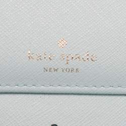 Pre Owned Kate Spade Turquoise Blue Leather Newburry Lane Talla Wallet