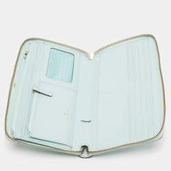 Pre Owned Kate Spade Turquoise Blue Leather Newburry Lane Talla Wallet