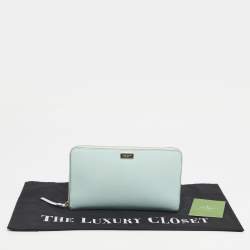 Pre Owned Kate Spade Turquoise Blue Leather Newburry Lane Talla Wallet