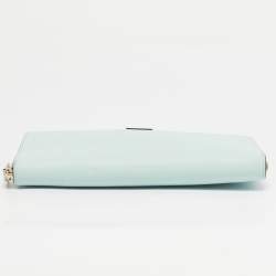 Pre Owned Kate Spade Turquoise Blue Leather Newburry Lane Talla Wallet