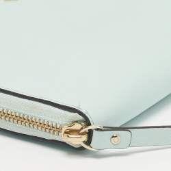 Pre Owned Kate Spade Turquoise Blue Leather Newburry Lane Talla Wallet