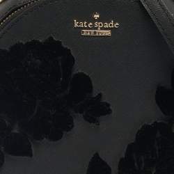 Pre Owned Kate Spade Black Leather Cameron Street Flock Roses Binx  Convertible Backpack