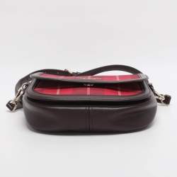 Pre Owned Kate Spade Red/Brown Canvas and Leather Blake Plaid Crossbody Bag