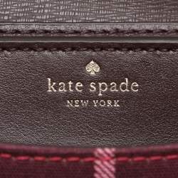 Pre Owned Kate Spade Red/Brown Canvas and Leather Blake Plaid Crossbody Bag