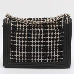 Pre Owned Kate Spade Black Leather and Tweed Reese Park Marci Shoulder Bag