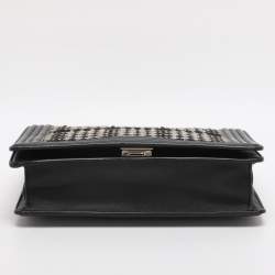 Pre Owned Kate Spade Black Leather and Tweed Reese Park Marci Shoulder Bag