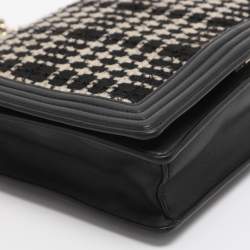 Pre Owned Kate Spade Black Leather and Tweed Reese Park Marci Shoulder Bag