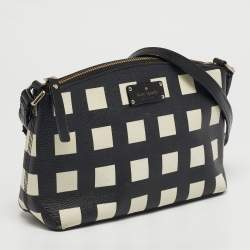 Pre Owned Kate Spade Black/White Leather Grove Street Millie Art Crossbody Bag