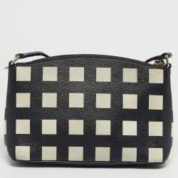 Pre Owned Kate Spade Black/White Leather Grove Street Millie Art Crossbody Bag