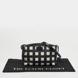 Pre Owned Kate Spade Black/White Leather Grove Street Millie Art Crossbody Bag