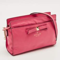 Pre Owned Kate Spade Beacon Court Angelica Fuchsia Leather Crossbody Bag