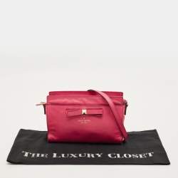 Pre Owned Kate Spade Beacon Court Angelica Fuchsia Leather Crossbody Bag