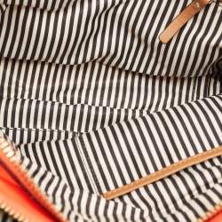 Pre Owned حقيبة ساتشل كيت سبيد جلد متعدد السحابات حمراء مرجانية