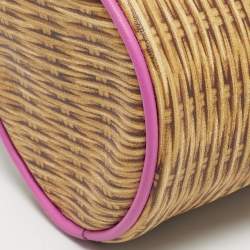 مملوكة مسبقًا حقيبة كروس كيت سبيد "شامبين بوكس" جلد منسوج مطبوع بني/فوشيا