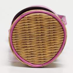 مملوكة مسبقًا حقيبة كروس كيت سبيد "شامبين بوكس" جلد منسوج مطبوع بني/فوشيا