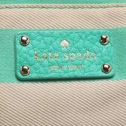 مملوكة مسبقًا حقيبة ساتشل كيت سبيد جروف كورت ميز قماش مخطط أخضر/بيج وجلد