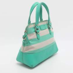 مملوكة مسبقًا حقيبة ساتشل كيت سبيد جروف كورت ميز قماش مخطط أخضر/بيج وجلد