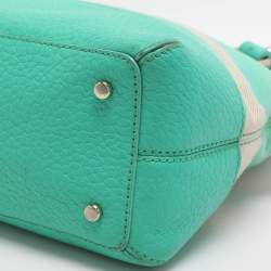 مملوكة مسبقًا حقيبة ساتشل كيت سبيد جروف كورت ميز قماش مخطط أخضر/بيج وجلد