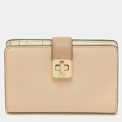 مملوكة مسبقًا Kate Spade Phoebe Turnlock Peach/White Leather Bifold Flap Wallet