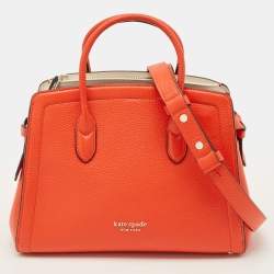 Pre Owned Kate Spade Knott Orange Leather Satchel
