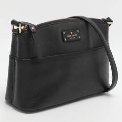 Pre Owned حقيبة كروس كيت سبيد ميلي غروف جلد أبيض/أسود