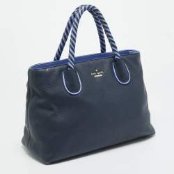 مملوكة مسبقًا Kate Spade Woods Drive Bodie Navy Blue/Lilac Leather Tote