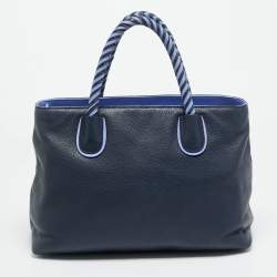 مملوكة مسبقًا Kate Spade Woods Drive Bodie Navy Blue/Lilac Leather Tote