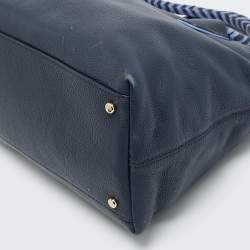 مملوكة مسبقًا Kate Spade Woods Drive Bodie Navy Blue/Lilac Leather Tote