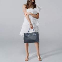 مملوكة مسبقًا Kate Spade Woods Drive Bodie Navy Blue/Lilac Leather Tote