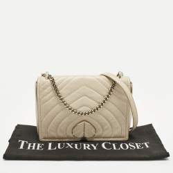 مملوكة مسبقًا Kate Spade Amelia Medium Beige Leather Convertible Flap Chain Shoulder Bag