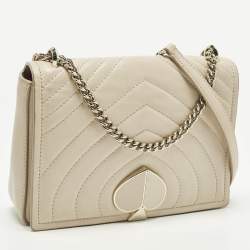 مملوكة مسبقًا Kate Spade Amelia Medium Beige Leather Convertible Flap Chain Shoulder Bag