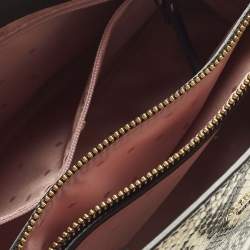 Pre Owned Kate Spade Emerson Place Sam Cream/Black Python Embossed Leather Tote