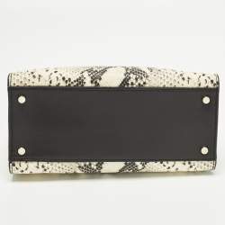 Pre Owned Kate Spade Emerson Place Sam Cream/Black Python Embossed Leather Tote