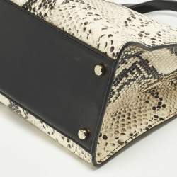 Pre Owned Kate Spade Emerson Place Sam Cream/Black Python Embossed Leather Tote
