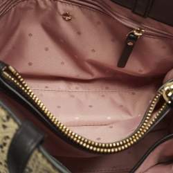 Pre Owned Kate Spade Emerson Place Sam Cream/Black Python Embossed Leather Tote