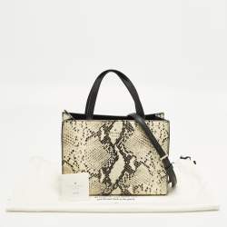 Pre Owned Kate Spade Emerson Place Sam Cream/Black Python Embossed Leather Tote