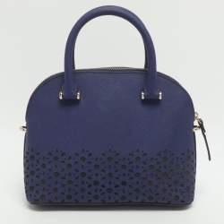 Pre Owned Kate Spade Blue Laser Cut Leather Satchel