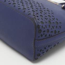 Pre Owned Kate Spade Blue Laser Cut Leather Satchel