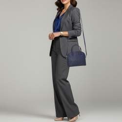 Pre Owned Kate Spade Blue Laser Cut Leather Satchel