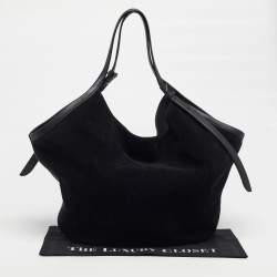 Pre Owned حقيبة يد كيت سبيد توليب ديكو جلد سويدي أسود كبير الحجم