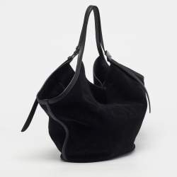 Pre Owned حقيبة يد كيت سبيد توليب ديكو جلد سويدي أسود كبير الحجم